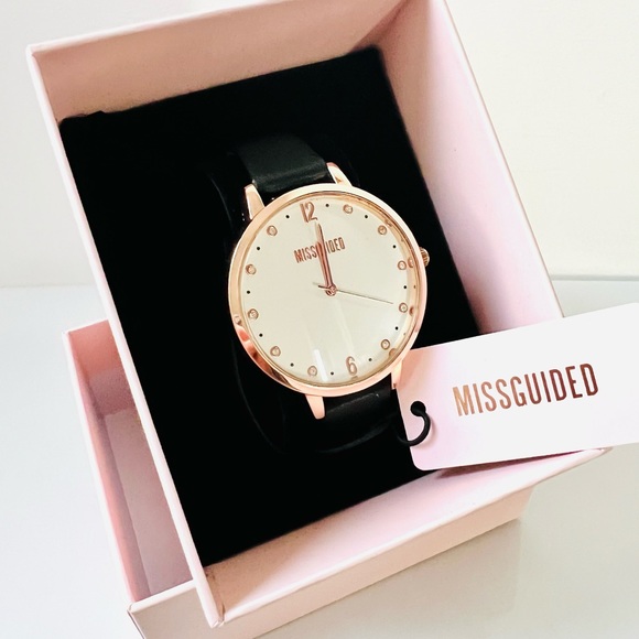 Missguided Ladies Black Strap Rose Gold Watch MG010BRG Brand New with Box - Picture 5 of 7